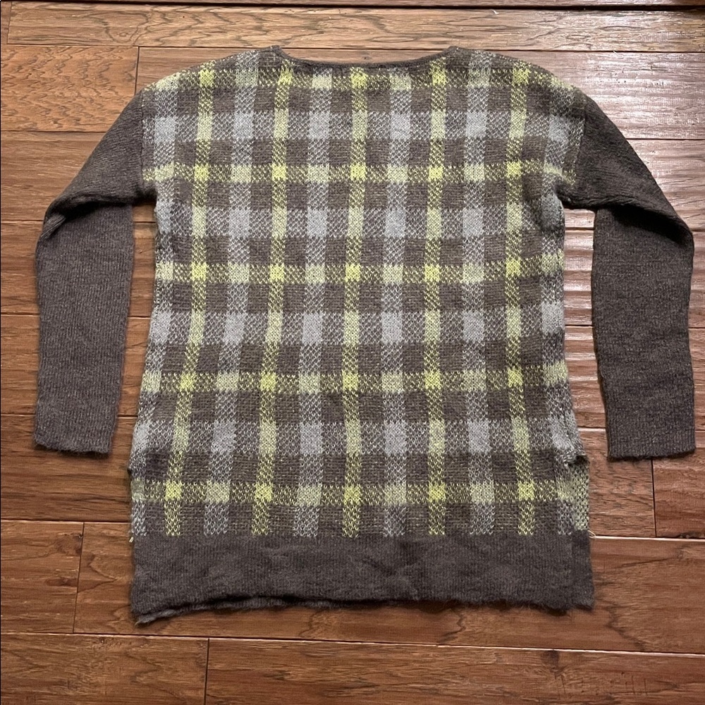KENAR Green & Gray Plaid Mohair Blend Tunic Sweater Size M - Picture 7 of 7